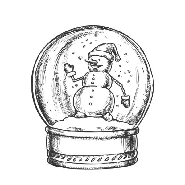 Снежный шар трафарет