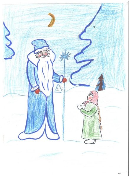 Иллюстрация к сказке Мороз Иванович рукодельница и Ленивица