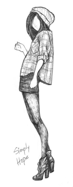 Девочка карандашом в полный рост