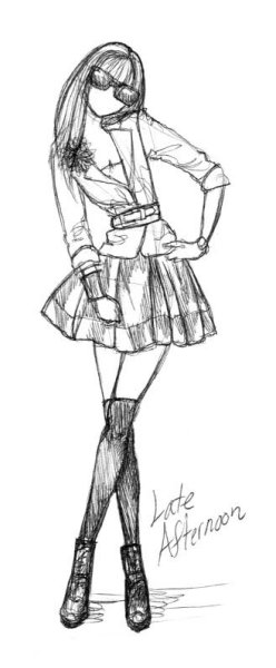 Рисунок поэтапный девочка в платье