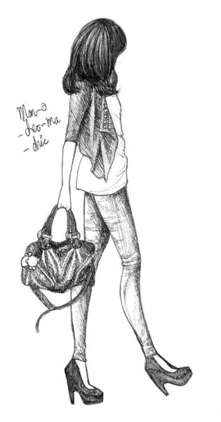 Девушка карандашом в полный рост