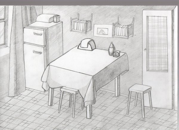 Бытовая картина карандашом