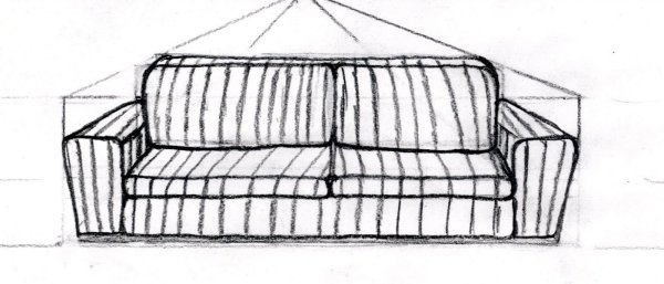 Диван во фронтальной перспективе
