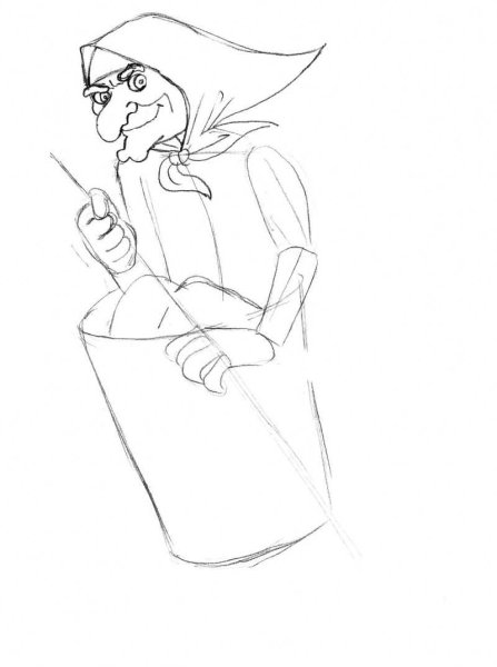 Баба Яга рисунок карандашом