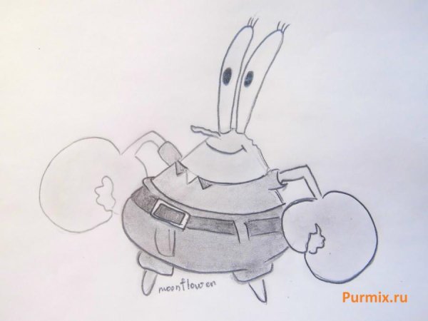 Мистер Крабс из губки Боба карандашом