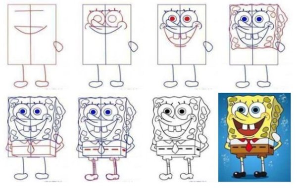 Спанч Боб рисунок поэтапно