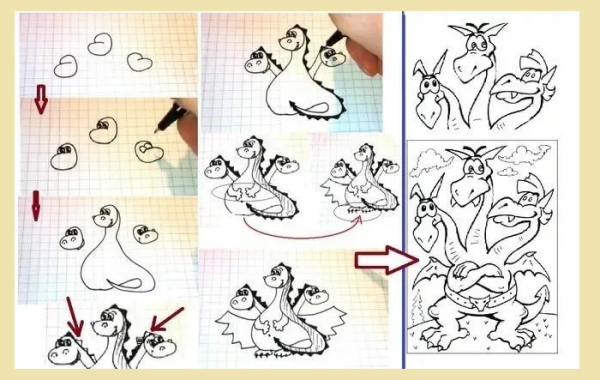 Как нарисовать змея Горыныча поэтапно