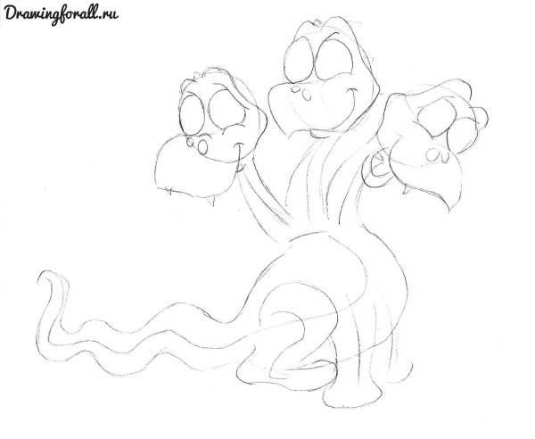 Поэтапное рисование змея Горыныча для детей