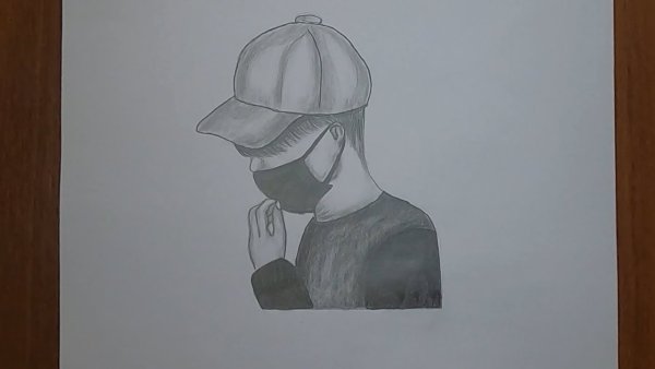 Человек в кепке рисунок