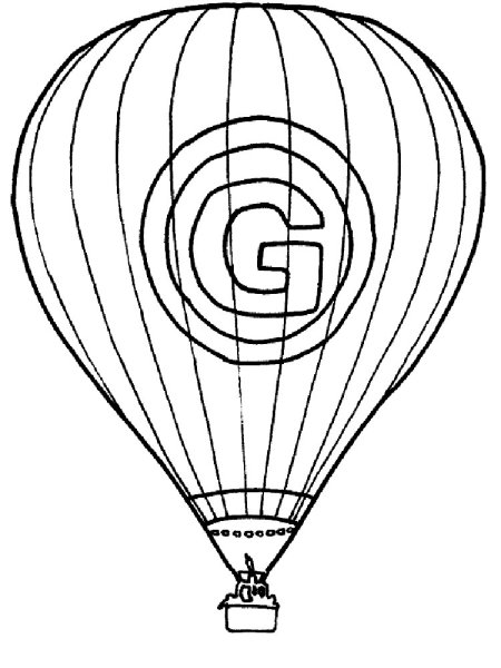 Воздушный шар с корзиной трафарет