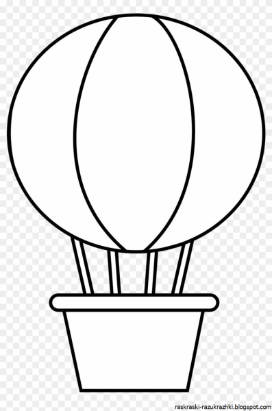 Воздушный шар с корзиной трафарет