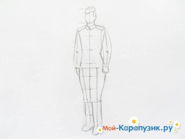 Солдат на посту рисование в старшей группе