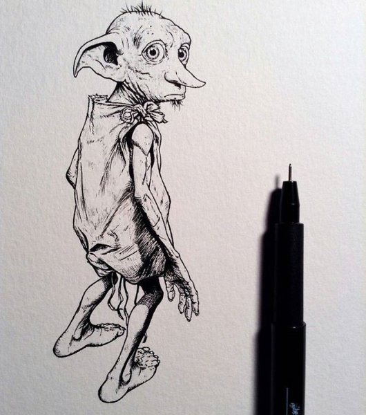 Добби из Гарри Поттера маркерами