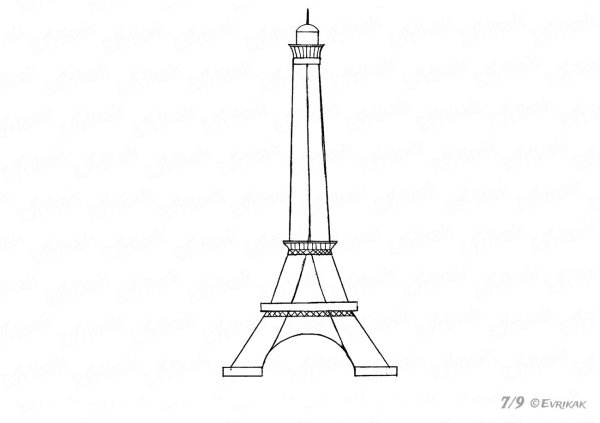 Этап рисования Эйфелевой башни