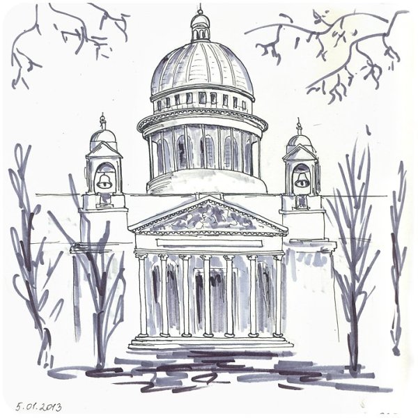 Питер Исаакиевский собор рисунок