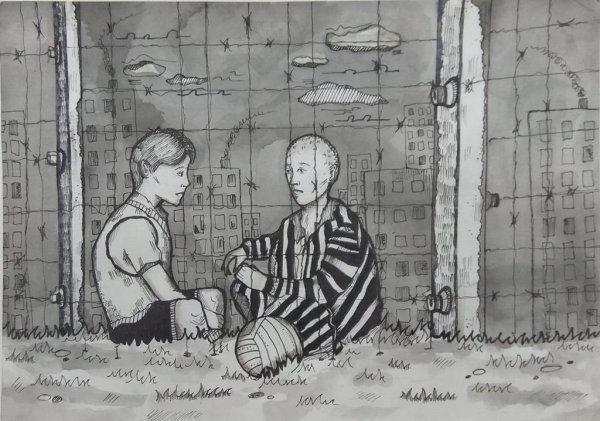 Мальчик в полосатой пижаме рисунок