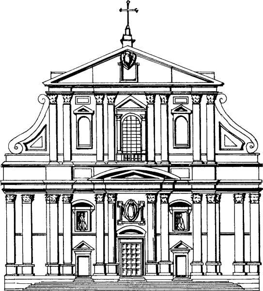 Фасад церкви Иль Джезу в Риме
