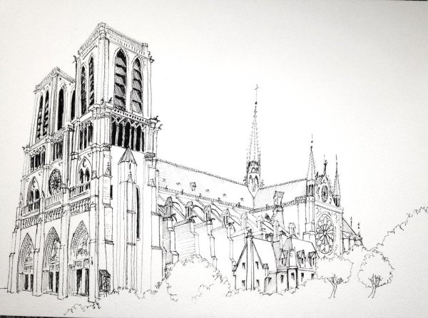 Готический стиль в архитектуре карандашом