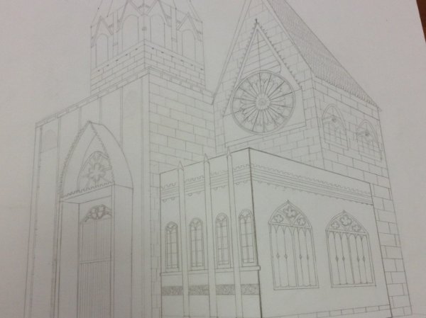 Готический стиль в архитектуре карандашом
