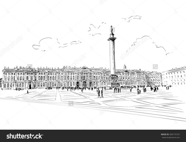 Дворцовая площадь в Санкт-Петербурге зарисовка