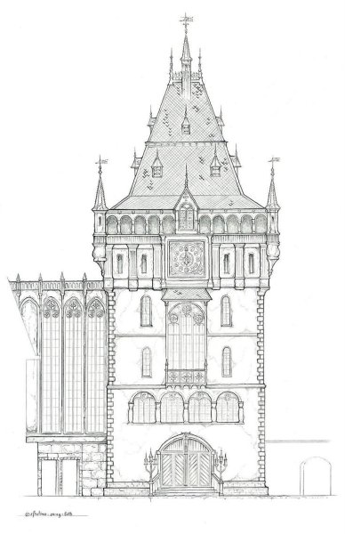 Кельнский собор карандашом