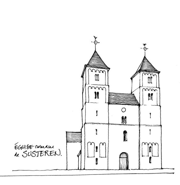 Здание в романском стиле рисунок