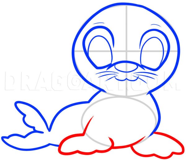 Рисуем морского котика пошагово ребенок