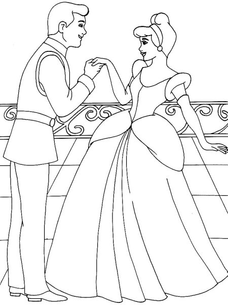 Золушка и принц раскраска