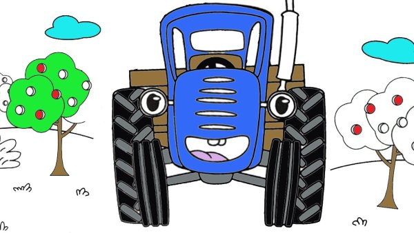 Синий трактор нарисовать