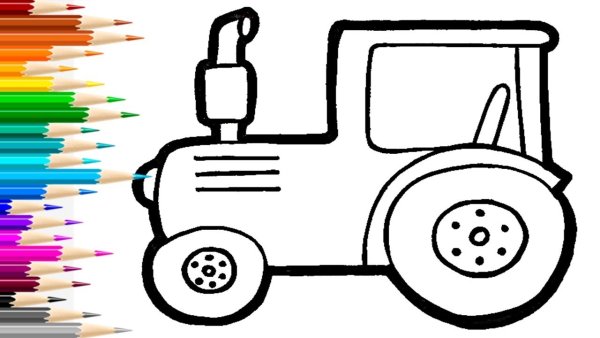 Синий трактор рисунок для раскрашивания малышам