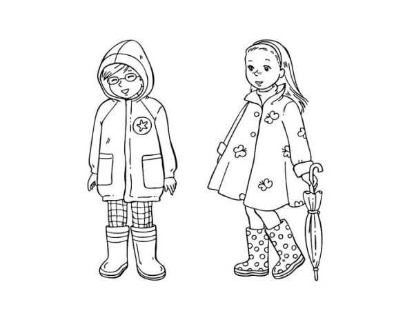 Зимняя одежда раскраска для детей