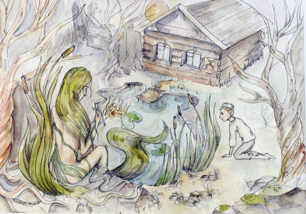 Рисунок Су анасы Габдулла Тукай карандашом