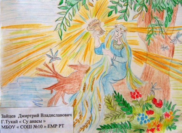 Су анасы рисунок карандашом