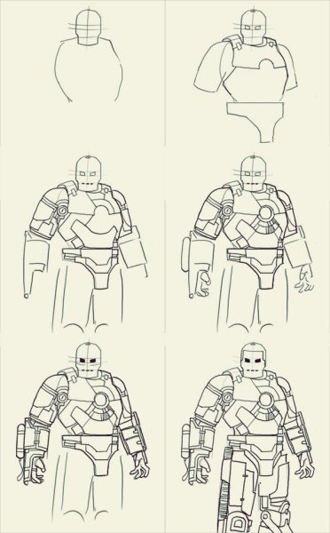 Нарисовать костюм железного человека Марк 1