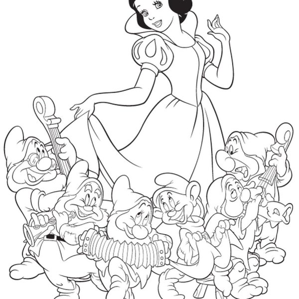 Белоснежка и семь гномов нарисовать