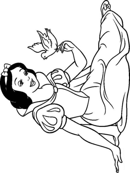 Раскраска Белоснежка и семь гномов