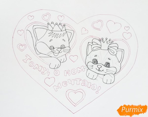 Валентинка рисунок карандашом