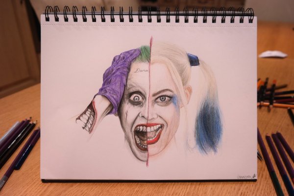 Харли Квинн и Джокер карандашом