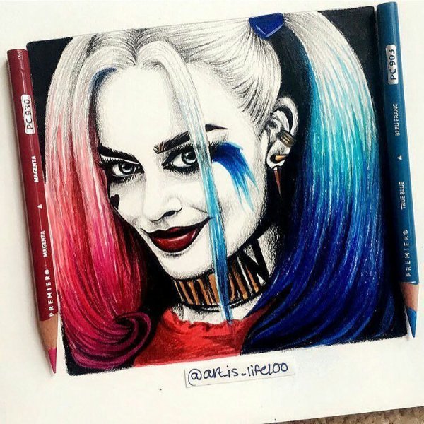 Харли Квинн скетч маркерами