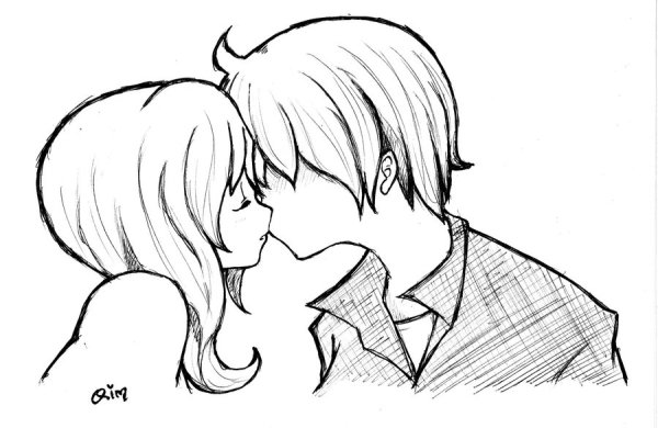 Рисунки для срисовки парень и девушка