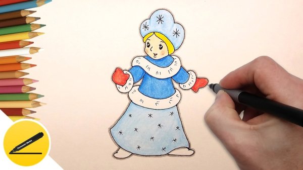 Уроки рисования для детей про снегурочку