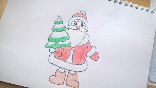 Рисунок Деда Мороза для срисовки