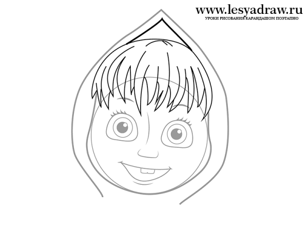 Нарисовать Машу из мультфильма Маша и медведь