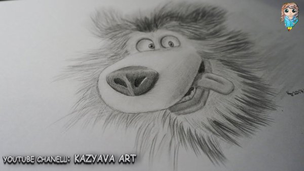 Медведь из Маши и медведя карандашом