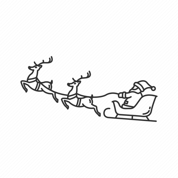 Сани с оленями карандашом