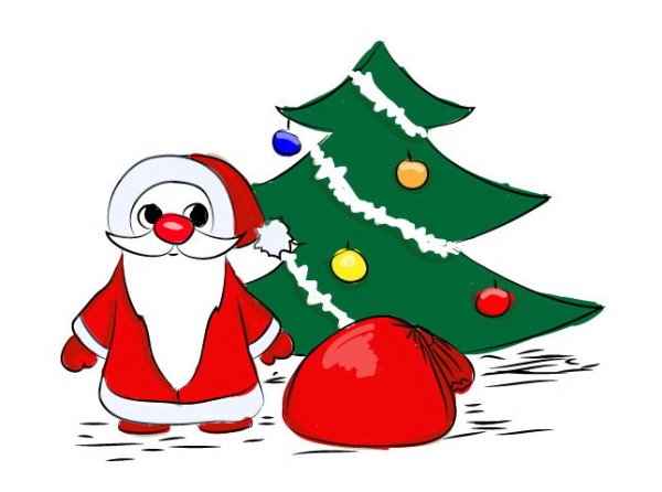 Новогодний рисунок дед Мороз и елка