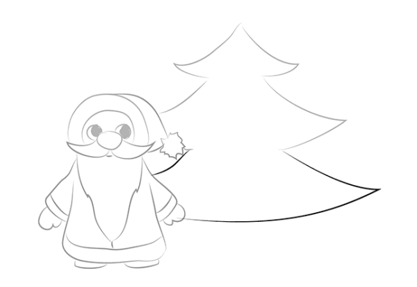 Рисунок дед Мороз и елка легкий рисунок