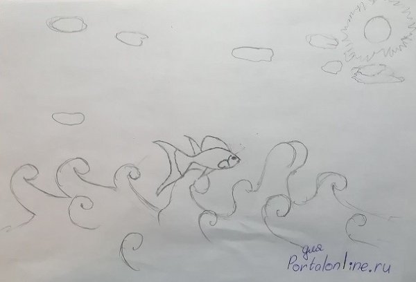 Нарисовать сказку о рыбаке и рыбке карандашом
