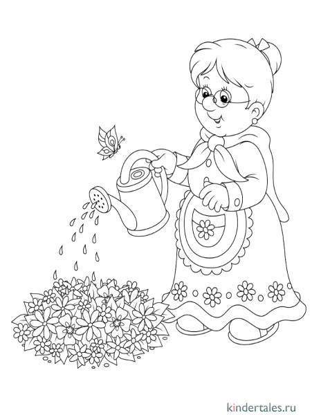 Раскраска бабушка и внучка