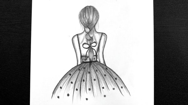 Девушка со спины рисунок